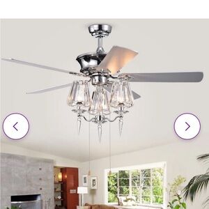 Elegant Silver Ceiling Fan with Crystal Accents